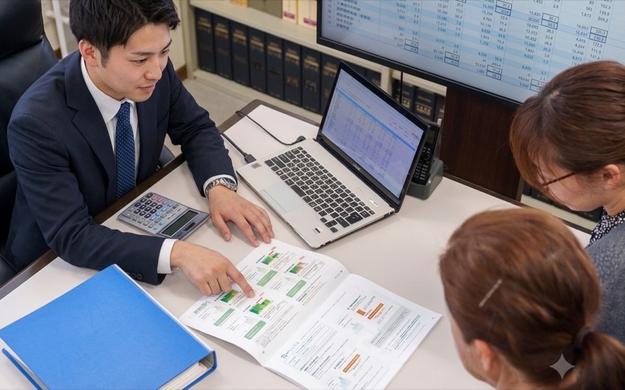 資料をもとに複数人で話し合う様子